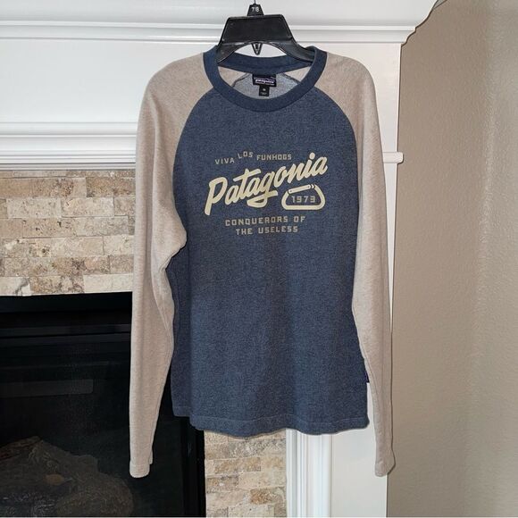 Patagonia Men's Splitter Script Lightweight Crew Sweatshirt Organic Cotton XS - Picture 1 of 3